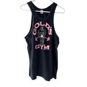 Vintage Gold's Gym Black Pink Mens XL Stringer Muscle Tank Top Old School